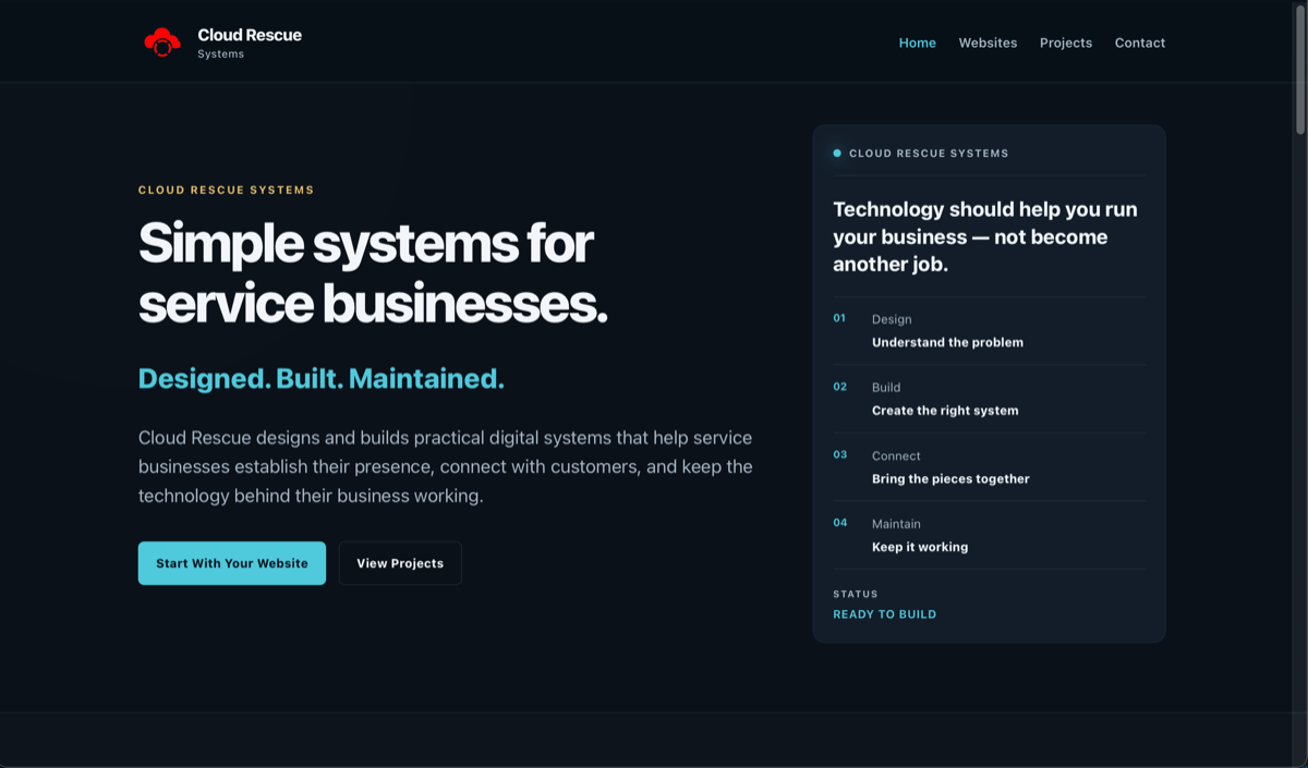 Cloud Rescue Systems website